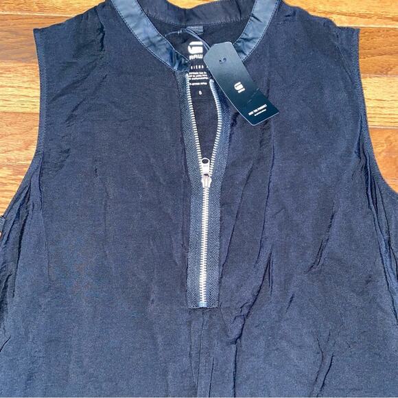 New! G-Star Raw $130 Womens Boyfriend Zip Black Tank Small NWT - Picture 6 of 14
